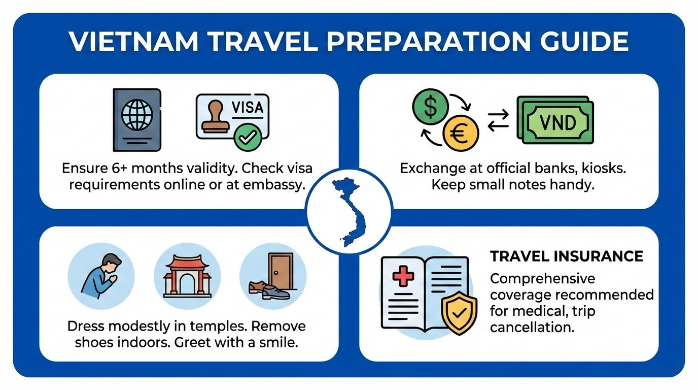 เคล็ดลับการเตรียมตัวก่อนเดินทาง: วีซ่า เงินตรา วัฒนธรรม และประกัน